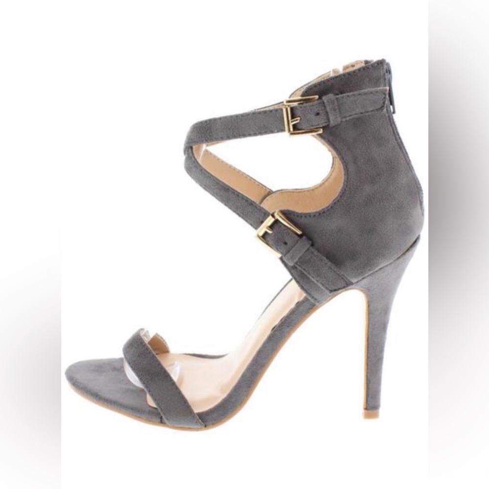 Medium Gray X-Cross Heels
